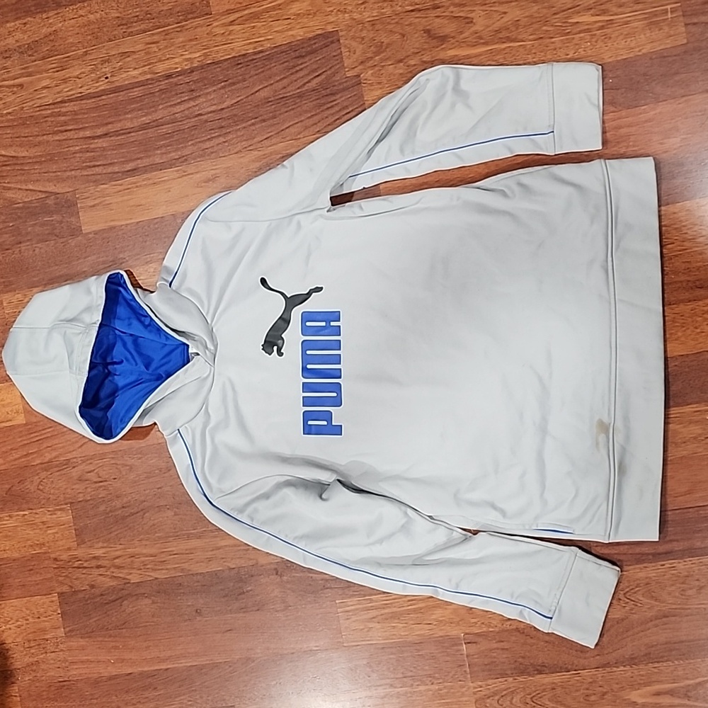 PUMA Kids Boys XL 18/20 Gray Logo Sweatshirt Hoodie Pullover
